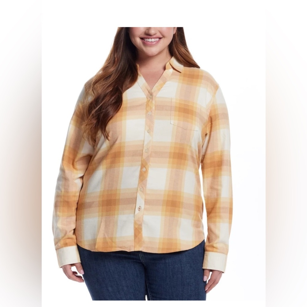 Weatherproof Beige Plaid button down Shirt